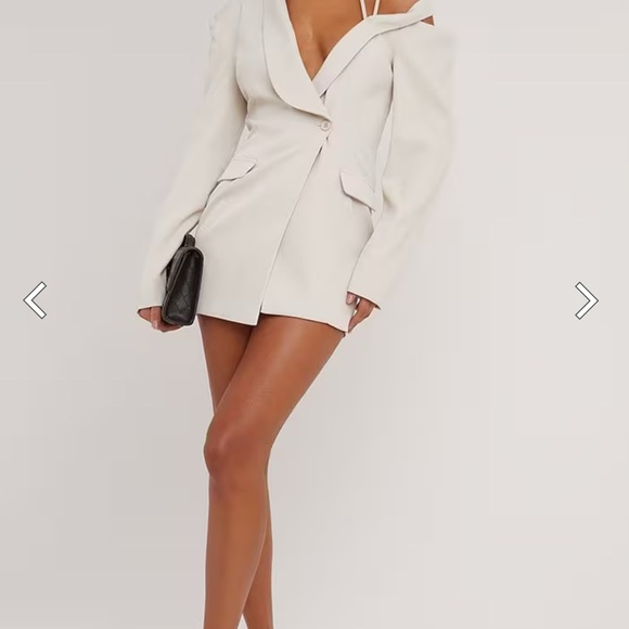 EGO Ivory Blazer Dress Cut Out Shoulder Mini Dress - Picture 5 of 6